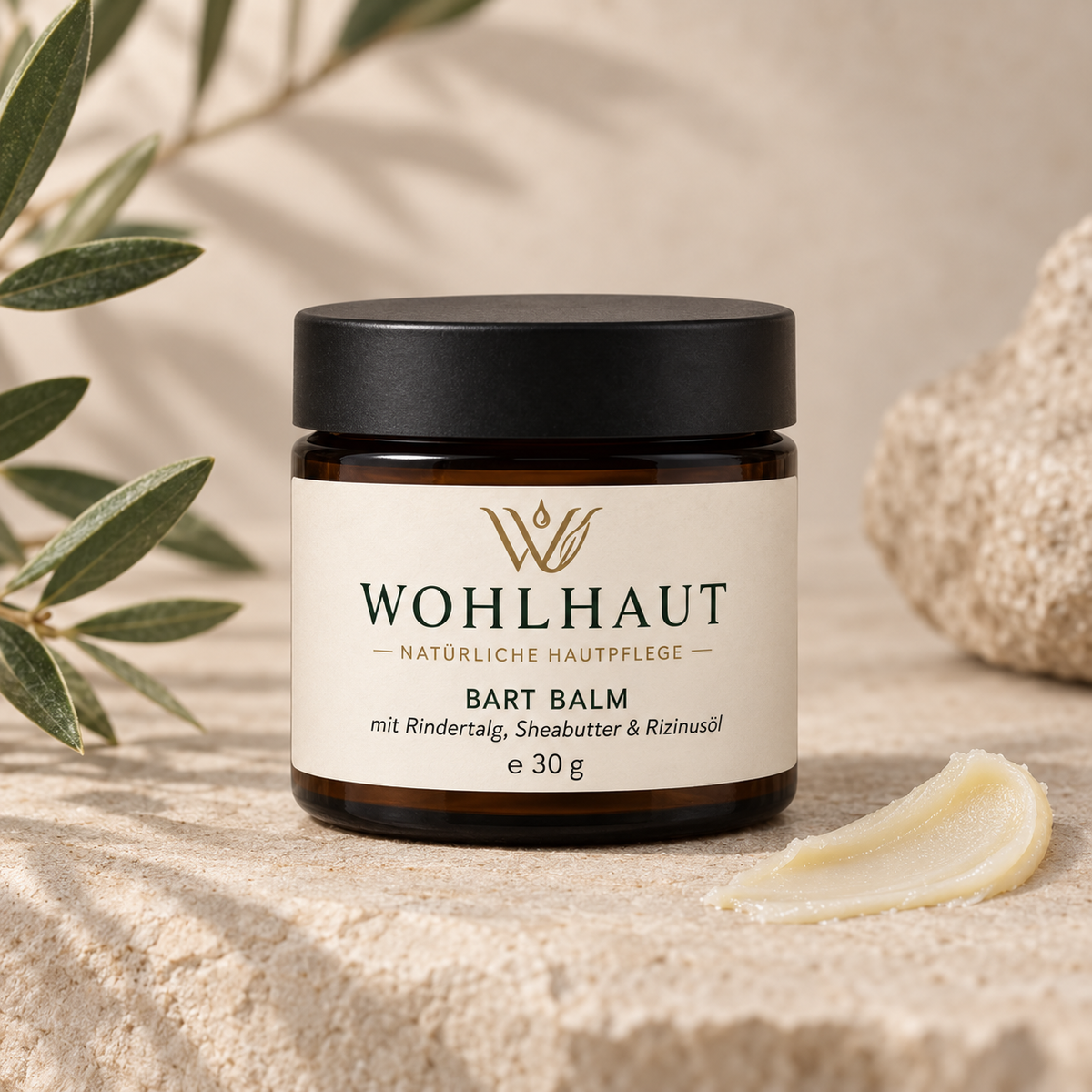 WOHLHAUT Bart Balm mit Rindertalg, Sheabutter & Rizinusöl – 30 g
