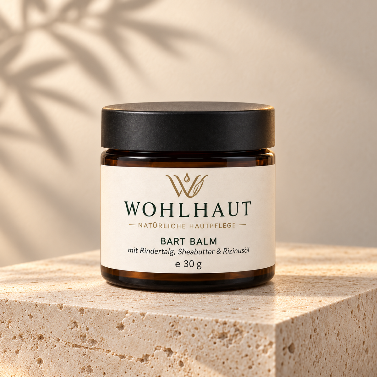 WOHLHAUT Bart Balm mit Rindertalg, Sheabutter & Rizinusöl – 30 g