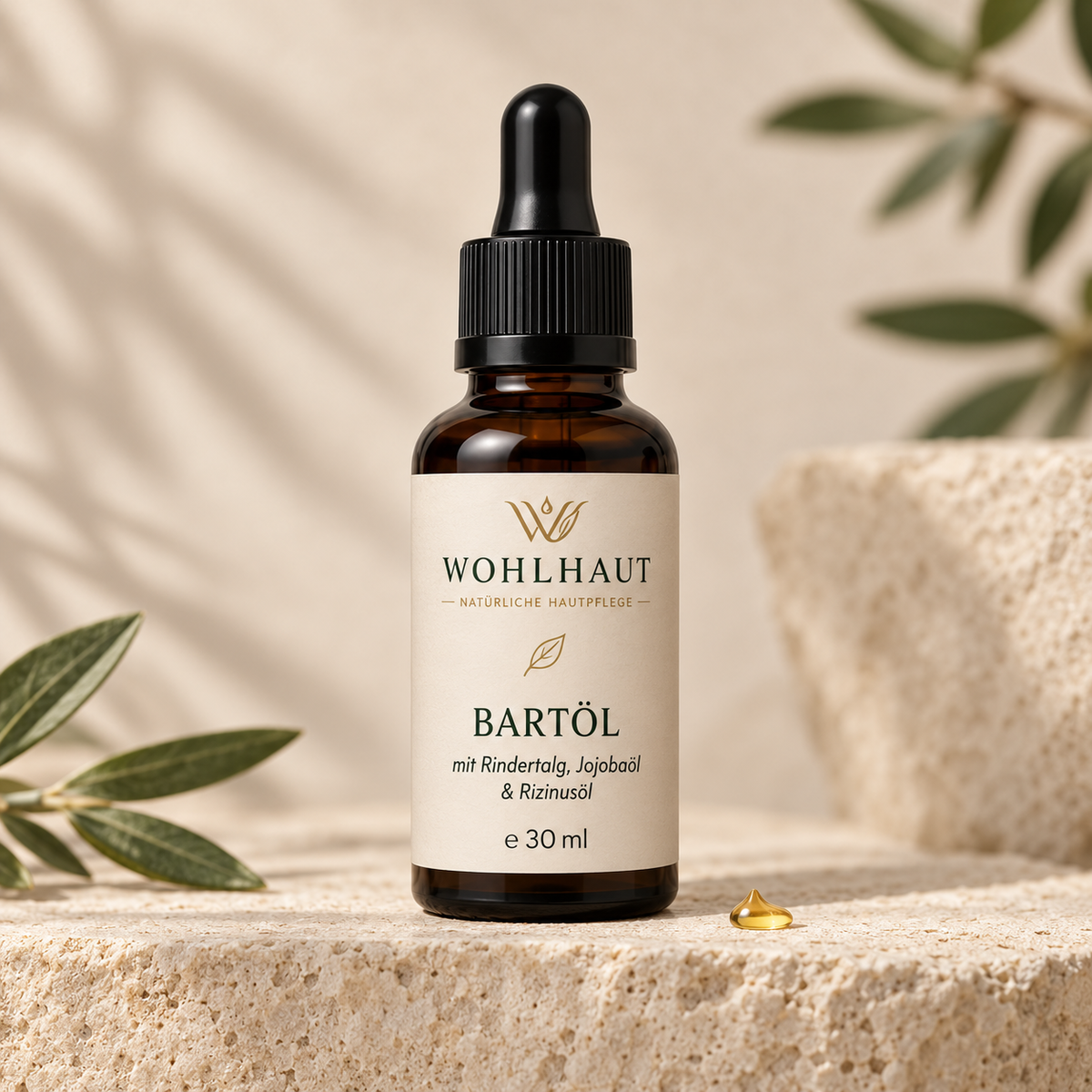 WOHLHAUT Bartöl mit Rindertalg, Jojobaöl & Rizinusöl – 30 ml