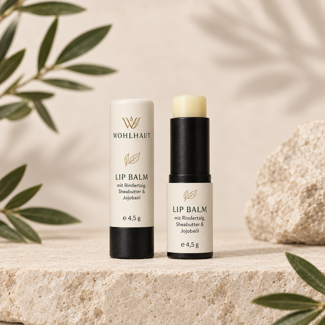 WOHLHAUT Lip Balm mit Rindertalg, Sheabutter & Jojobaöl – 4,5 g