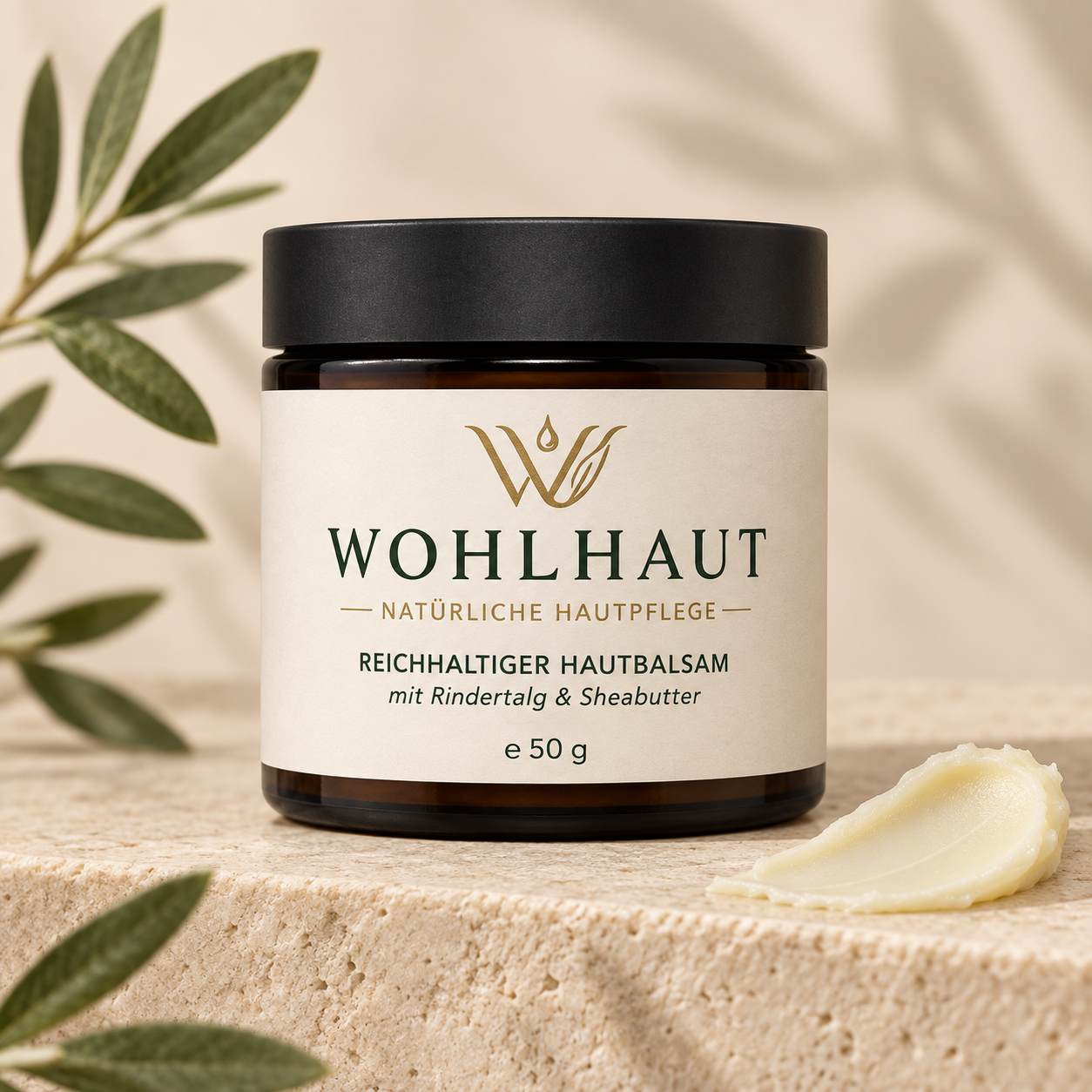 WOHLHAUT Reichhaltiger Hautbalsam mit Rindertalg & Sheabutter – 50 g