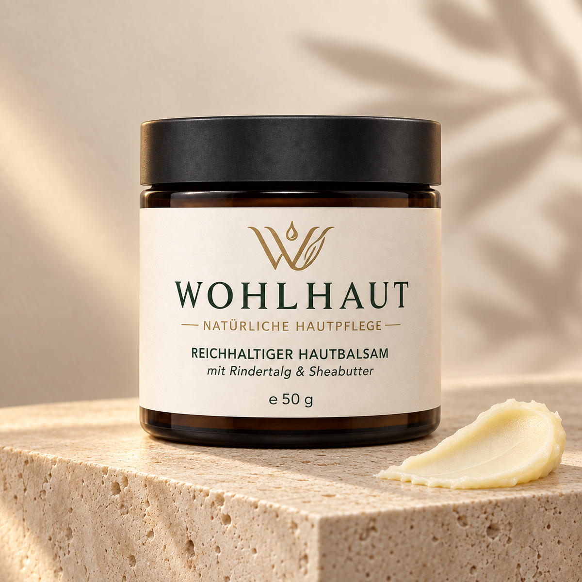 WOHLHAUT Reichhaltiger Hautbalsam mit Rindertalg & Sheabutter – 50 g
