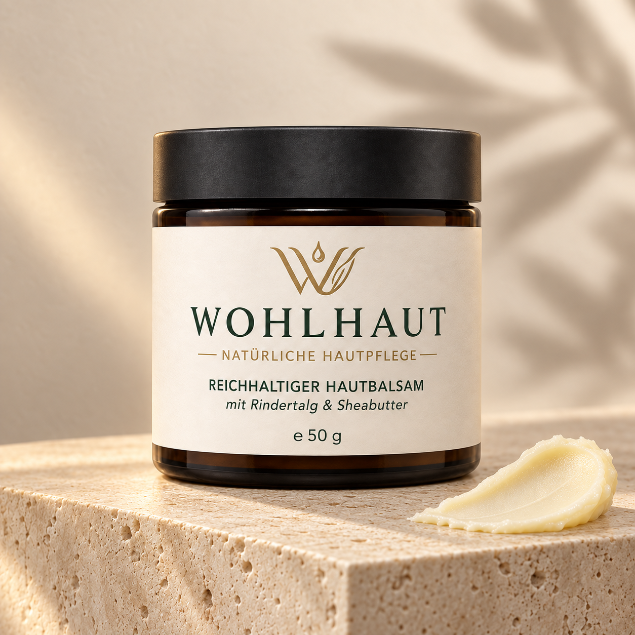 WOHLHAUT Reichhaltiger Hautbalsam mit Rindertalg & Sheabutter – 50 g